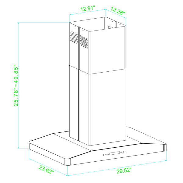 Winflo 30" Elite 439 CFM Convertible Island Range Hood in Stainless